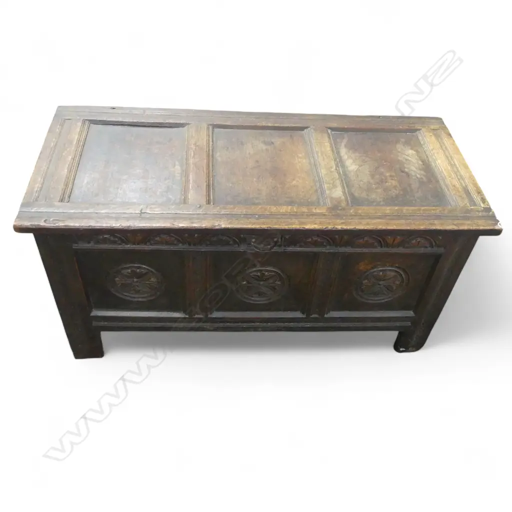 ANTIQUE OAK COFFER CHEST 1245x555x605mm Image 1++