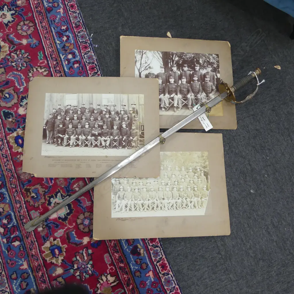 AMERICAN MODEL 1860 LIGHT CAVALRY OFFICERS SABRE SWORD & SCABBARD L.950mm + 3 PHOTOS OF SOLDIERS AT SAN FRANCISCO C.1900 Image 1++