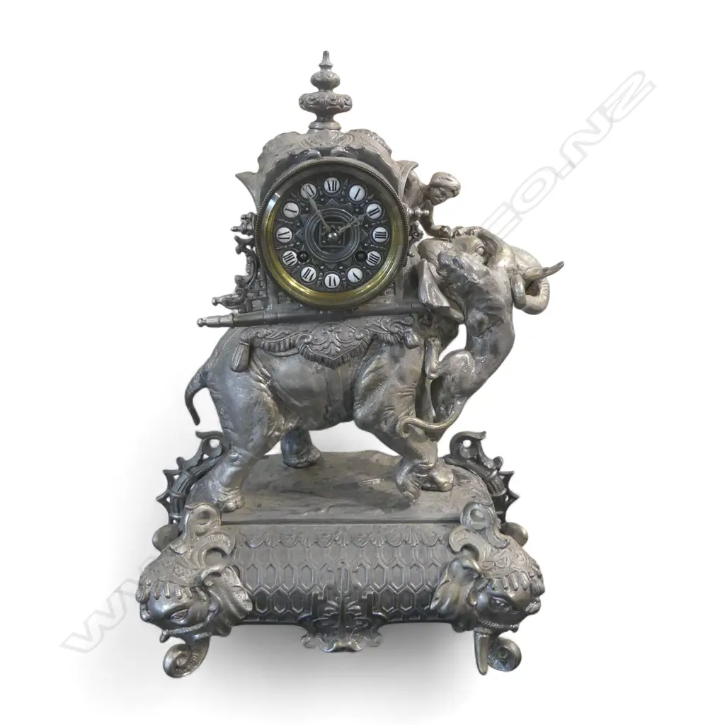 20thC REPRODUCTION ORNATE FRENCH ELEPHANT CLOCK, H.450mm Image 1++