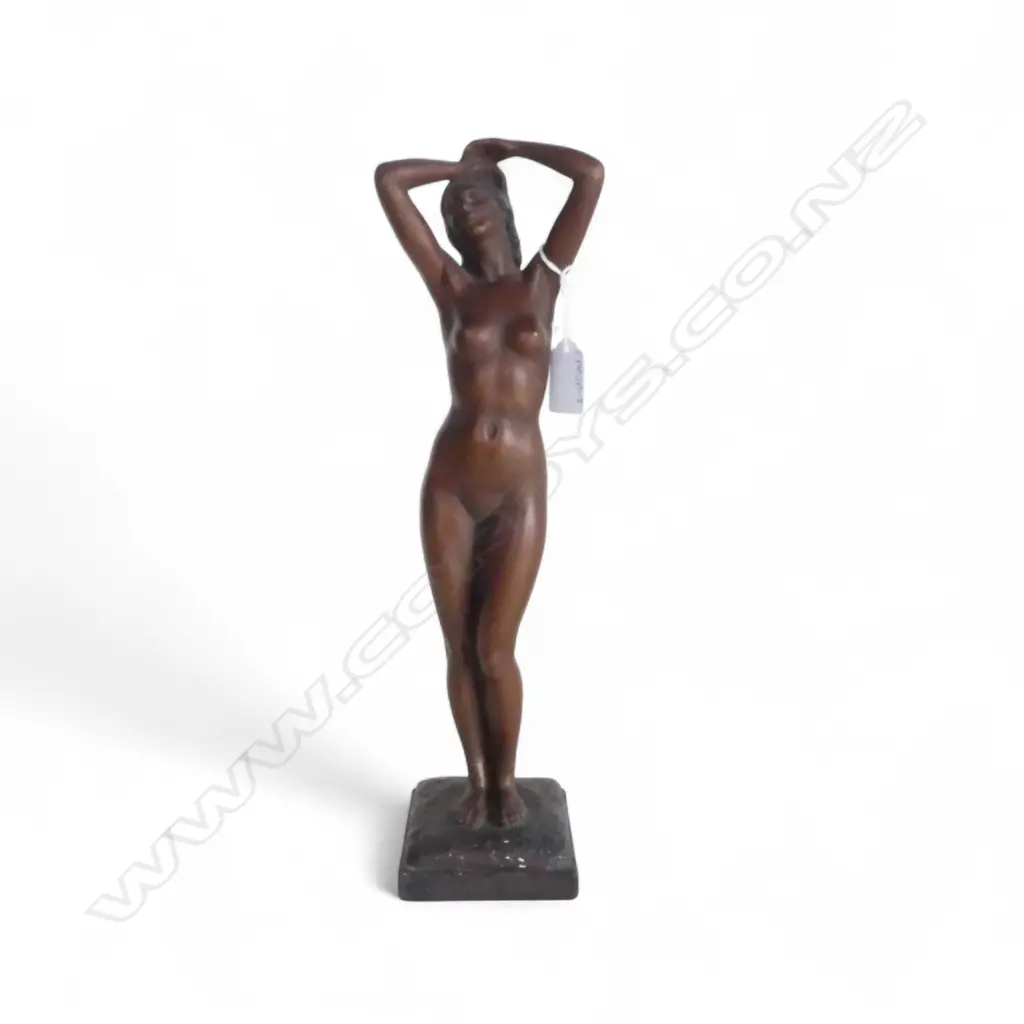 BRONZE LIKE RESIN ART DECO NUDE FIGURE H.360mm repair Image 1++
