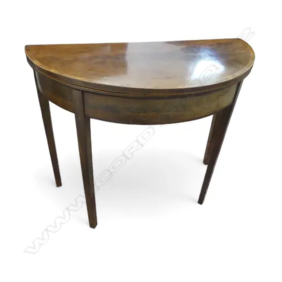 ANTIQUE DEMI LUNE FOLD OVER TOP CARD TABLE 910x460x710mm