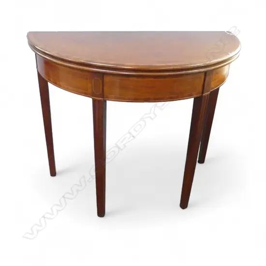 ANTIQUE DEMI LUNE FOLD OVER TOP CARD TABLE 910x450x715mm