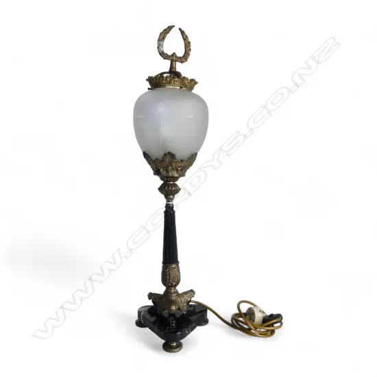 FRENCH STYLE TABLE LAMP ON FOOTED MARBLE BASE H.670mmfault
