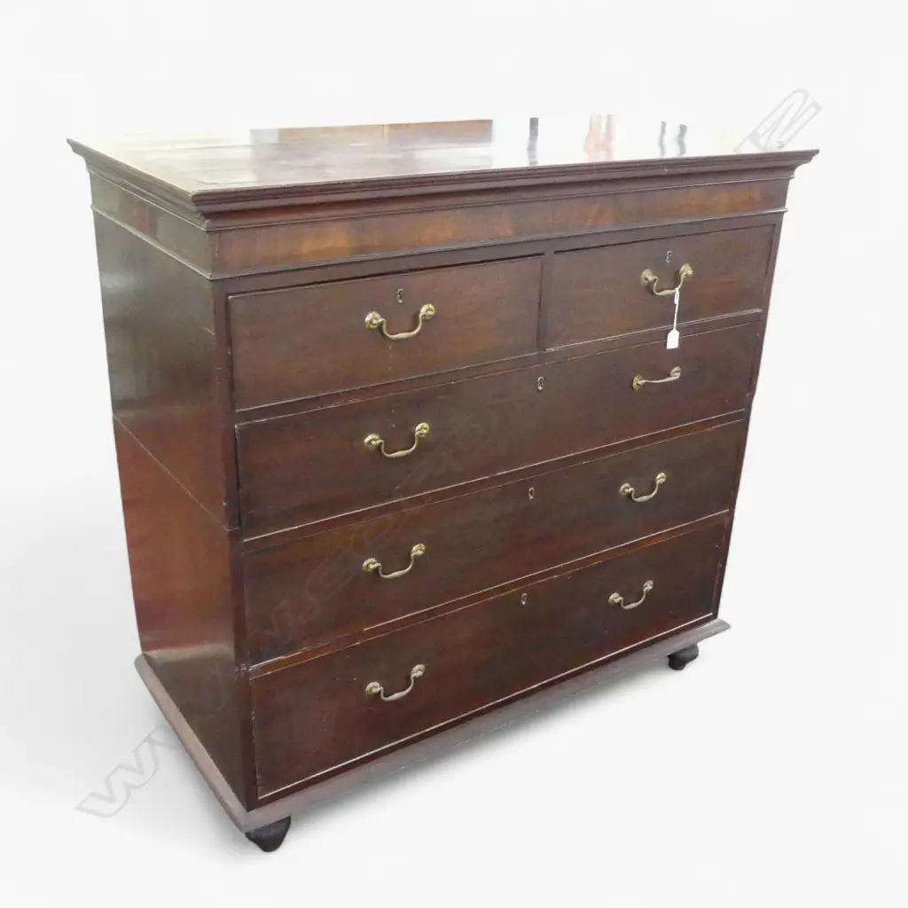 2 PART MAHOGANY CHEST OF DRAWERS 1260x600x1240mm Image 1++