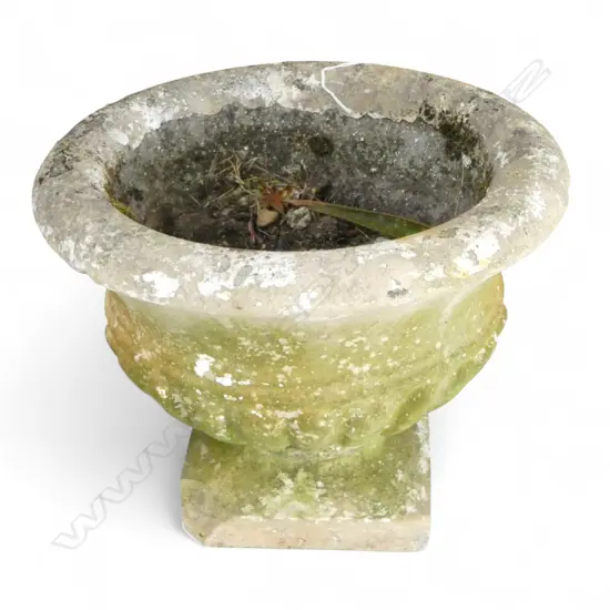 2 WHITE PAINTED GARDEN URNS H.300mm