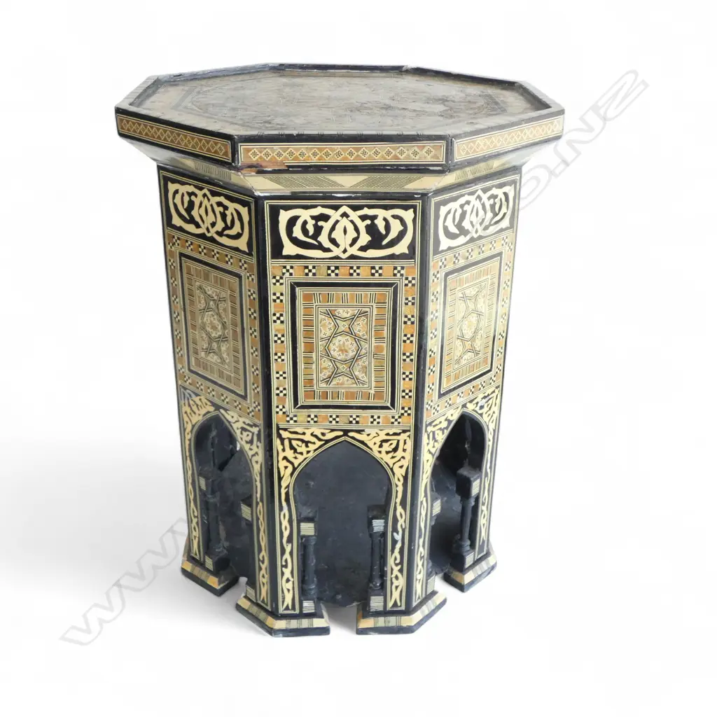 INLAID MIDDLE EASTERN OCTAGONAL SIDE TABLE H.530mm, 405mm dia Image 1++
