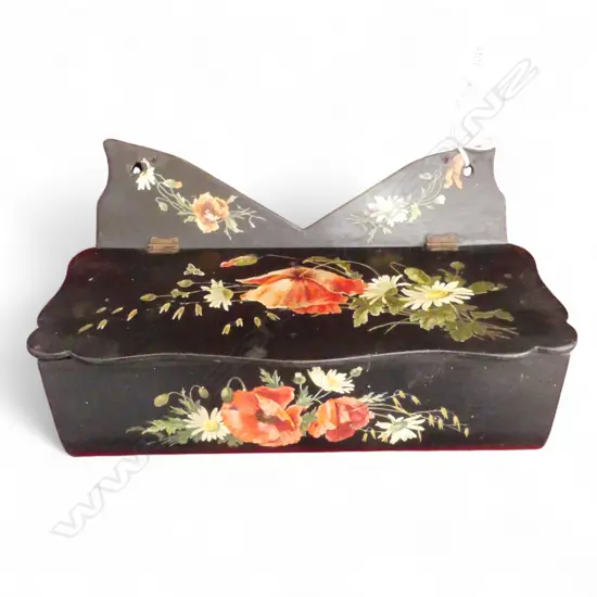 ANTIQUE BLACK LACQUER WALL BOX W.275mm