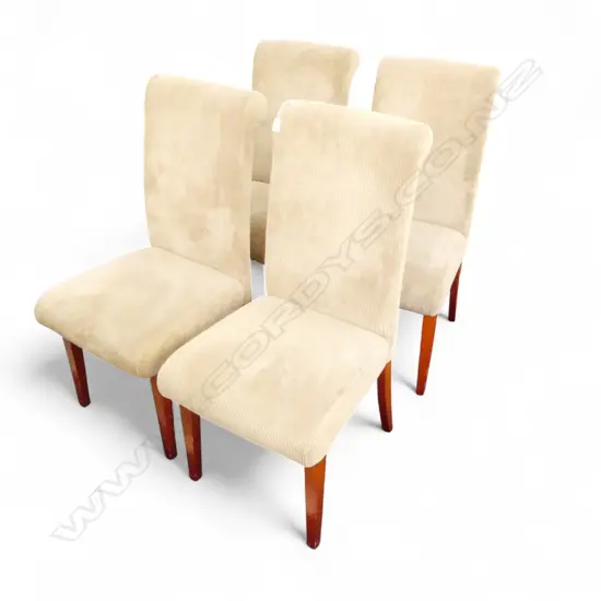 4 MODERN DINING CHAIRS, CORDUROY UPHOLSTERY