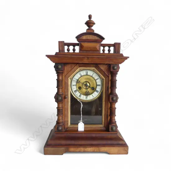 ANTIQUE WOODEN MANTLE CLOCK 340x185x555mm