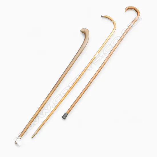 3 VINTAGE WALKINGSTICKS 1 S/SILVER TIP 1 S/SILVER BAND 