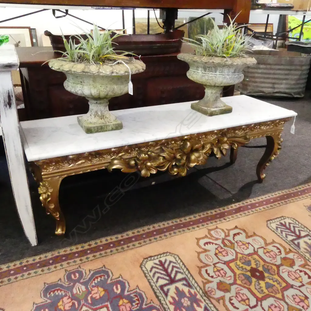MARBLE TOPPED LOW TABLE (TOP REPAIRED) 1030x315x335mm Image 1++