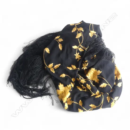 CANTON SILK AND EMBROIDERED SHAWL