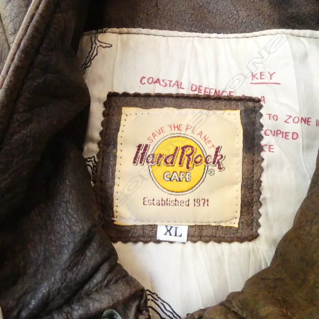 1990s LEATHER JACKET; HARD ROCK CAFE NEW YORK SIZE XL Image 1++