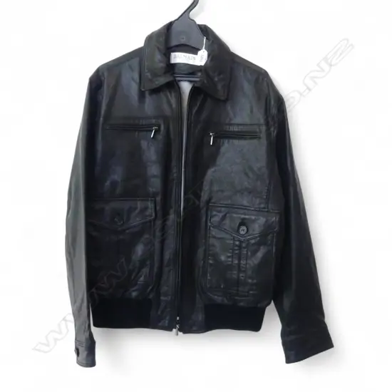 BALMAIN PARIS BLACK GOAT LEATHER BOMBER JACKET SIZE 50 (LARGE)