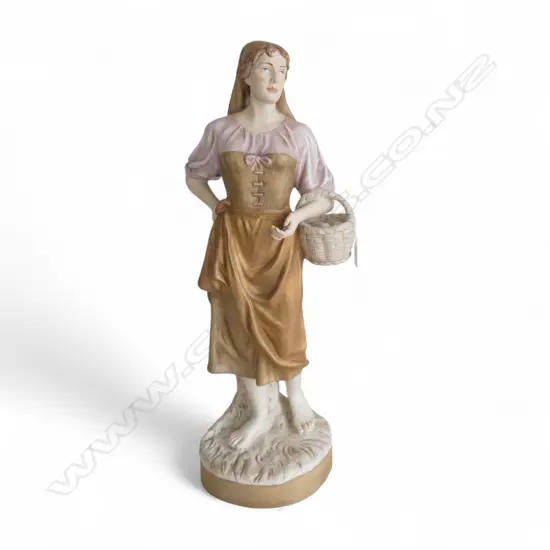 ROYAL DUX FIGURINE; WOMAN w. BASKET H.660mm