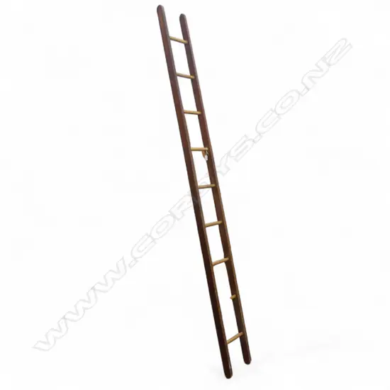VINTAGE WOOD LIBRARY LADDER H2440MM