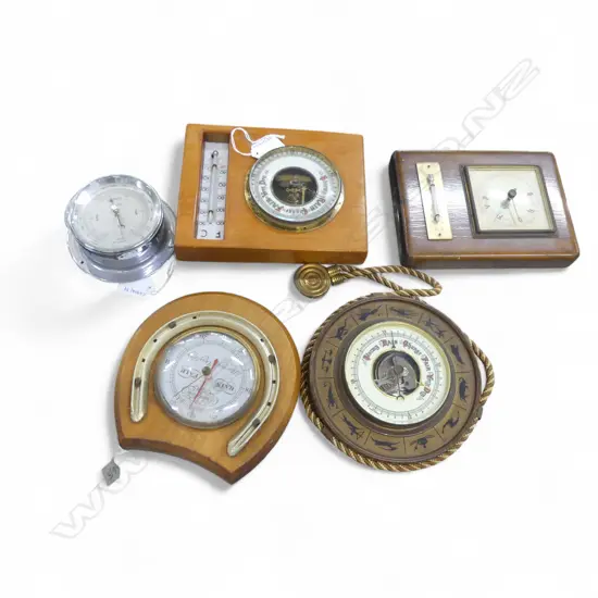 COLLECTION OF 5 WALL BAROMETERS AVERAGE SIZE 160MM