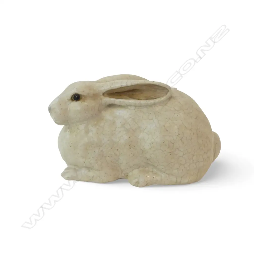 ORIENTAL CERAMIC HARE RABBIT L.230mm + WOODEN BOX Image 1++