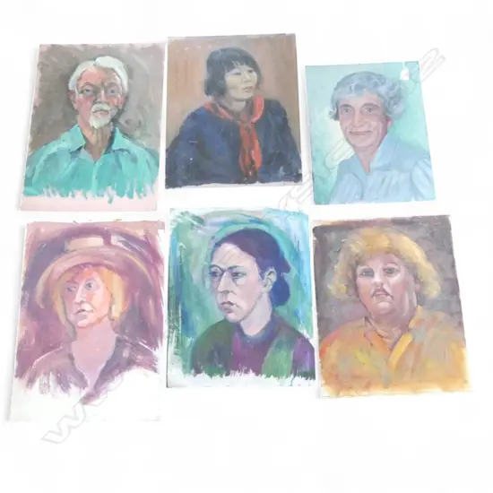6 CHARLES ROSE (1921-2017) PORTRAITS, all unsigned oil on board largest 560x405mm
