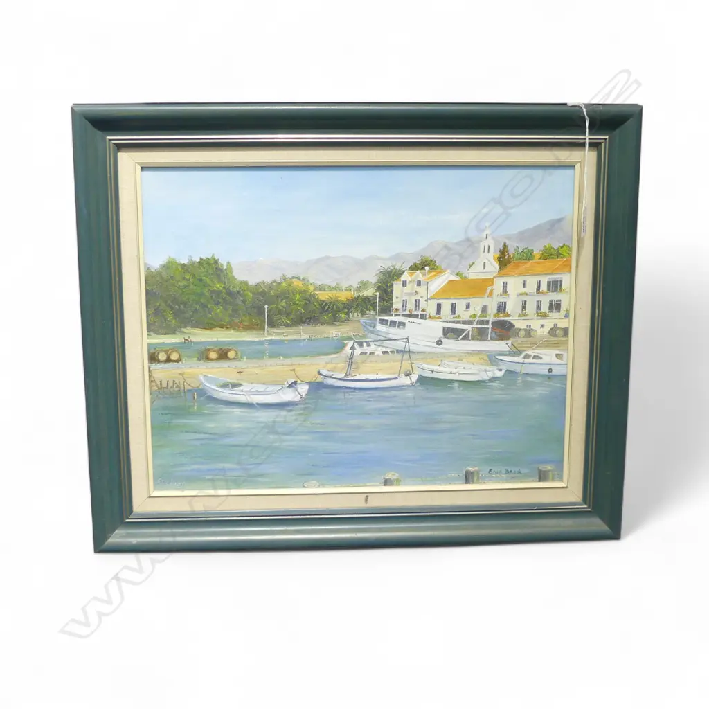 OIL ON BOARD COSTAL SCENE SIGNED ENID BROOK H340 L440MM Image 1++