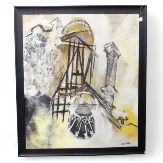 LARGE MODERN ARTWORK MT EDEN PRISON SIGNED JL MCCILLOP