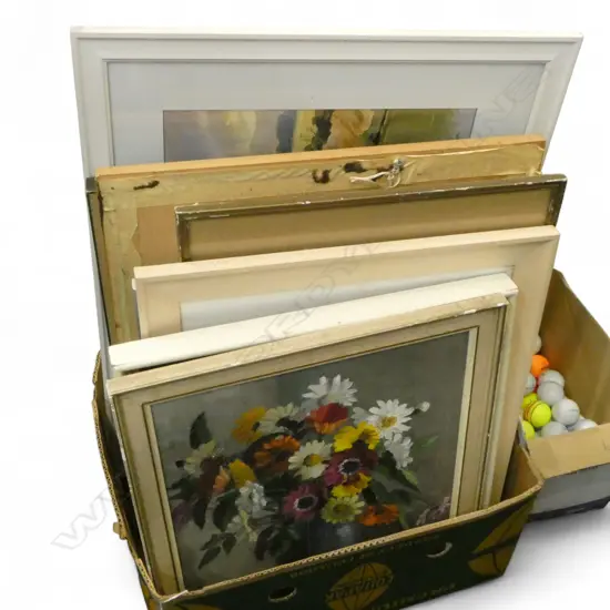 ASST. ARTWORKS INCL. DOROTHY MILNE, STILL LIFE VASE OF FLOWERS, OIL ON BOARD 410x350mm