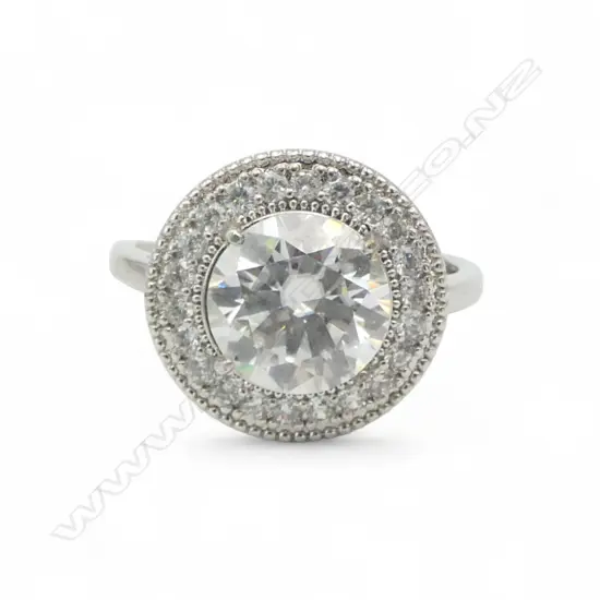 3ct MOISSANITE & SILVER DRESS RING  AJUSTABLE SIZE
