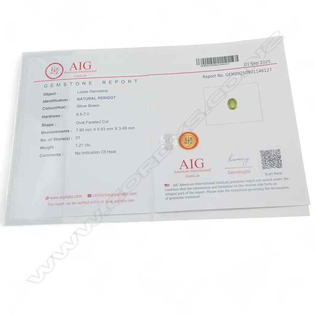 PERIDOT SET SILVER RING, AIG REPORT  AJUSTABLE SIZE Image 1++