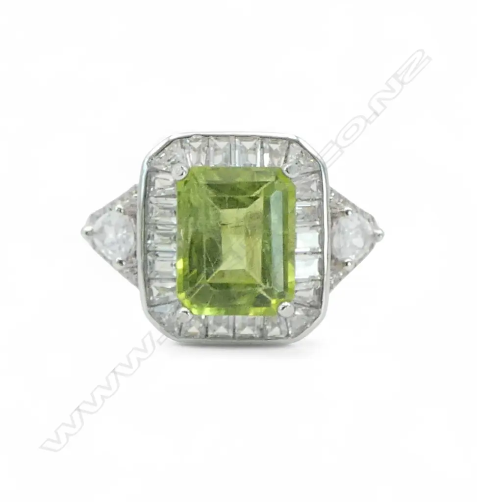 PERIDOT SET SILVER RING, AIG REPORT, adjustable size Image 1++