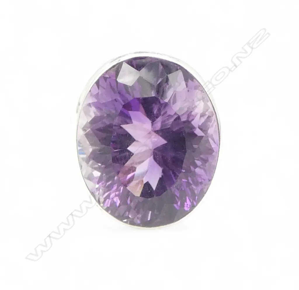 SILVER & AMETHYST RING SIZE Q Image 1++