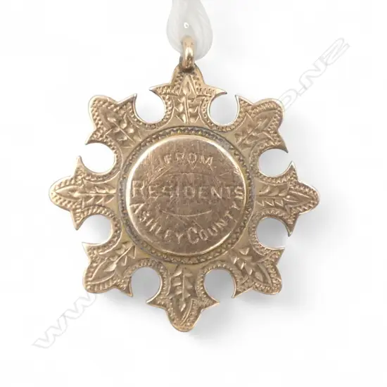 WW1 9ct GOLD MEMORIAL MEDALLION 'From Residents Ashley County 2nd Lieut A. Martin Main Body Died Wounds 9.9.16. 5gms