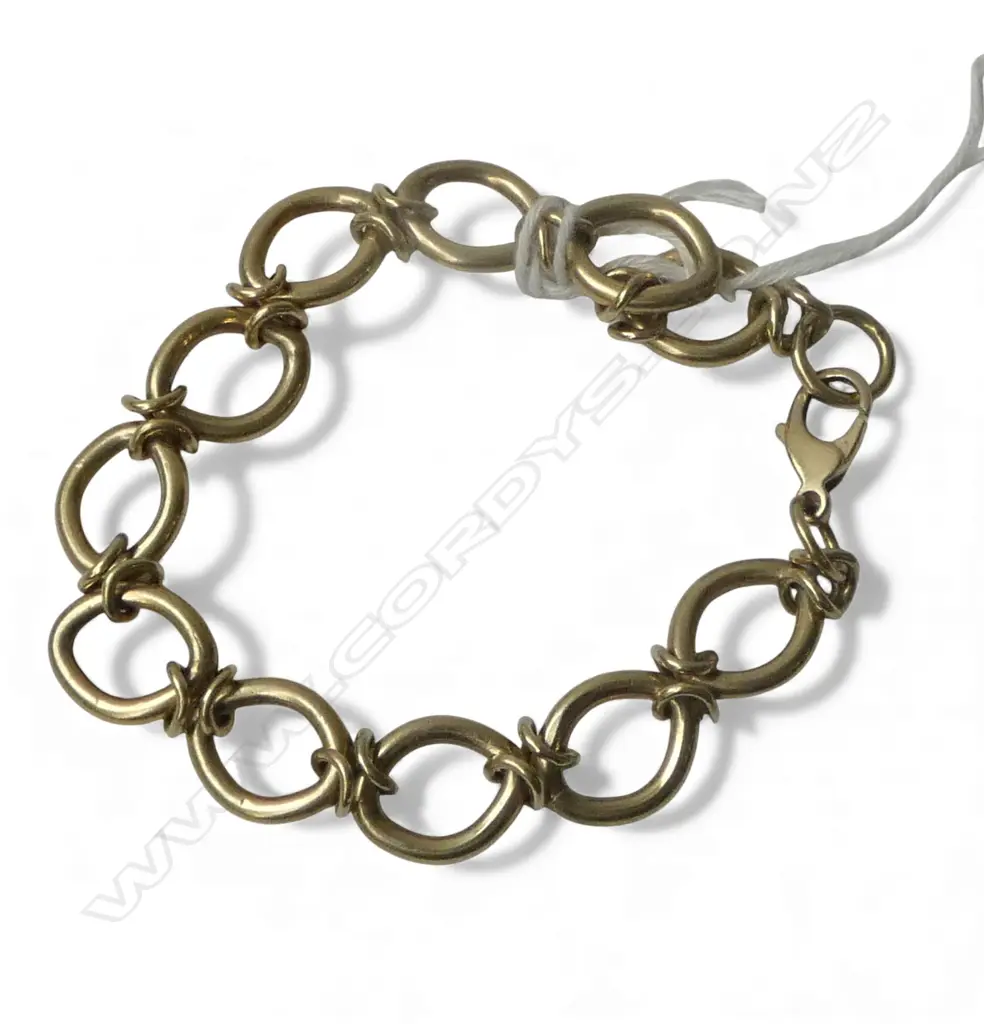 SILVER GILT CHAIN LINK BRACELET, HALLMARKED Image 1++