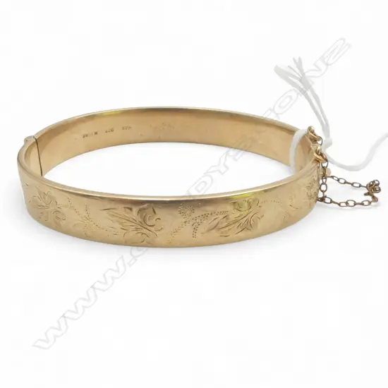 9ct HINGED BRACELET, METAL CORE, 14.92gm