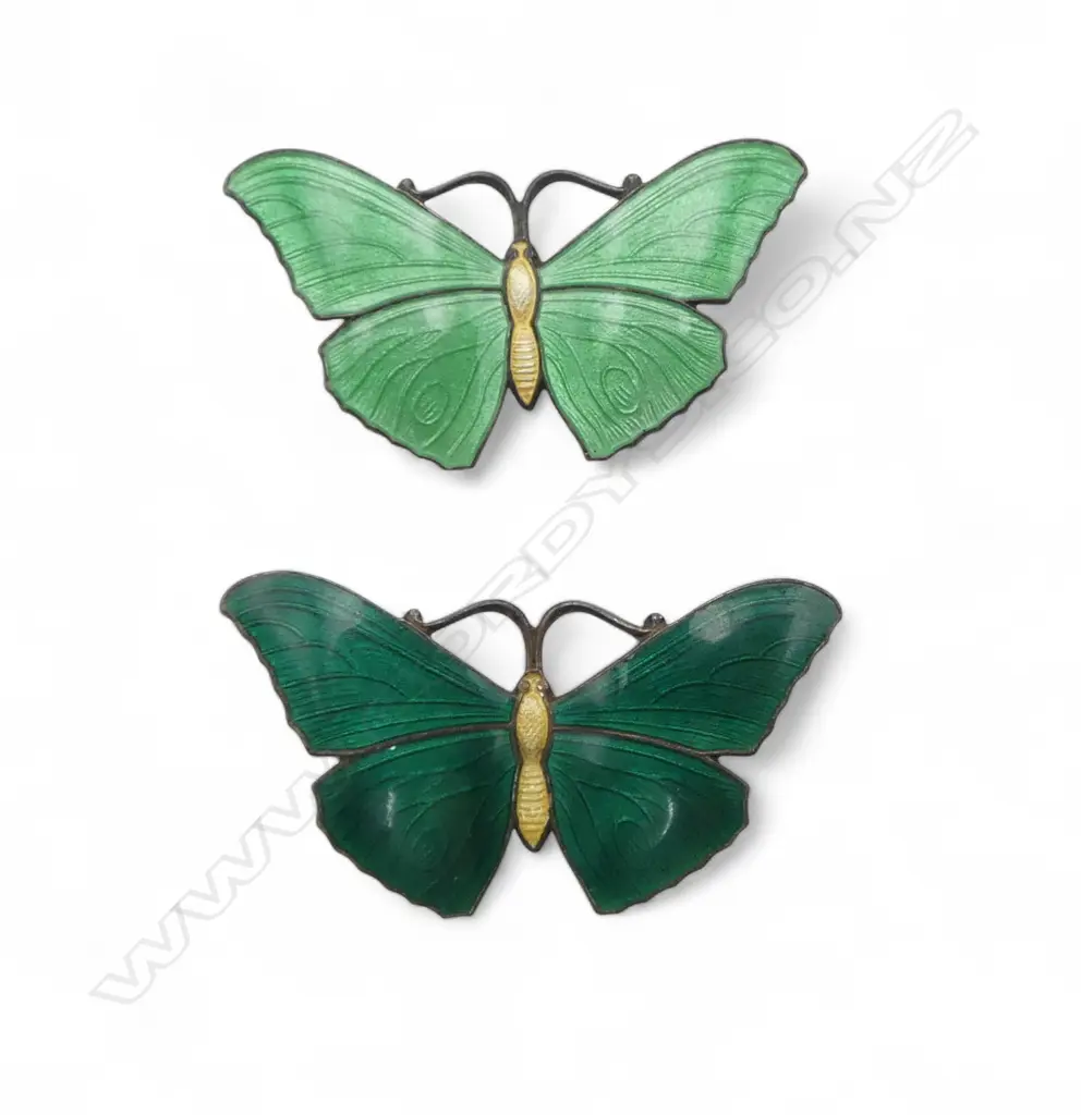 2 STG SILVER & ENAMEL BUTTERFLY BROOCHES Image 1++