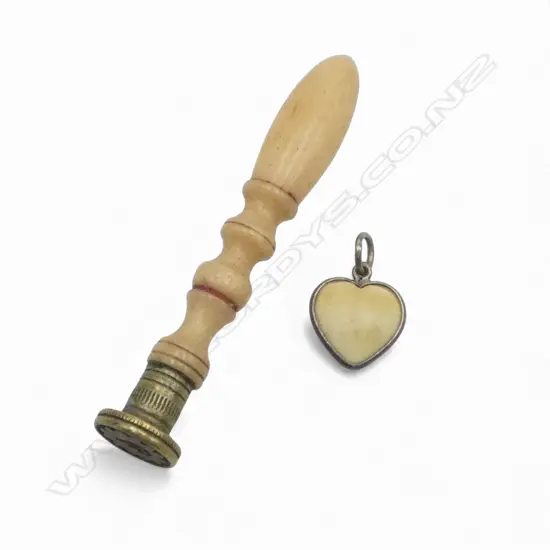 BONE AND IVORY SEAL AND HEART PENDANT