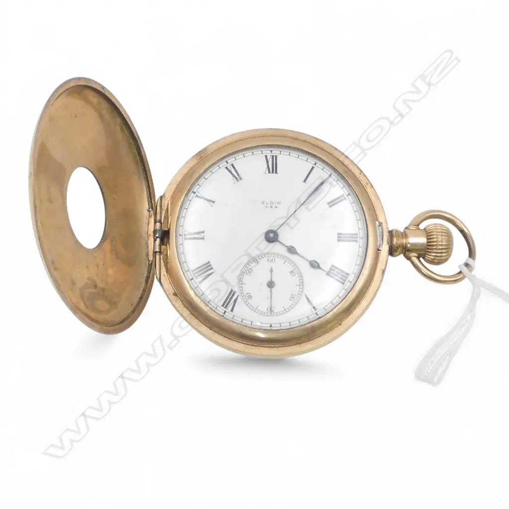 EDWARDIAN GOLD PLATED HALF HUNTER POCKET WATCH Image 1++