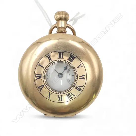 EDWARDIAN GOLD PLATED HALF HUNTER POCKET WATCH