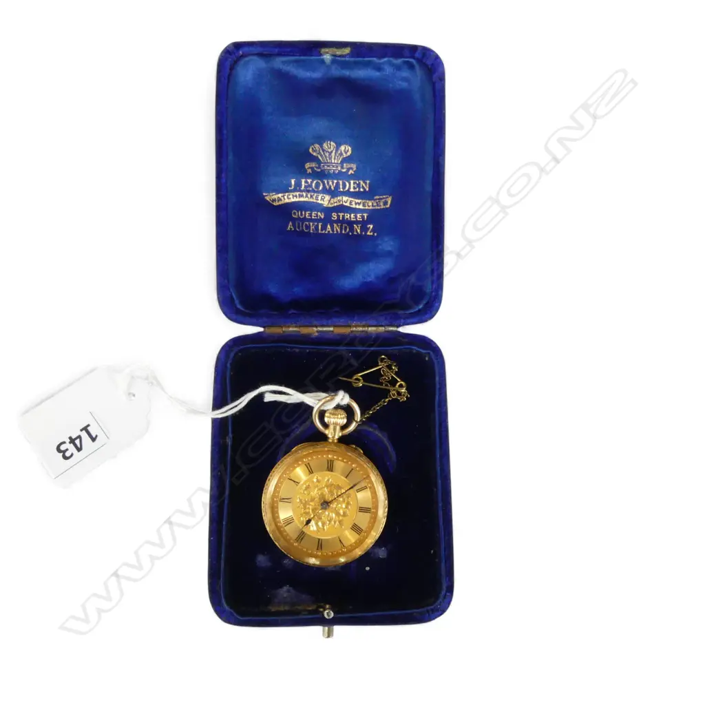 18CT GOLD LADIES FOB WATCH 29.53gms (including movement) IN ORGINAL BOX Image 1++