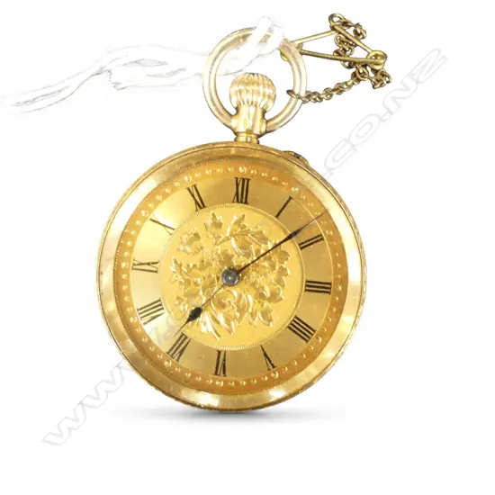 18CT GOLD LADIES FOB WATCH 29.53gms (including movement) IN ORGINAL BOX