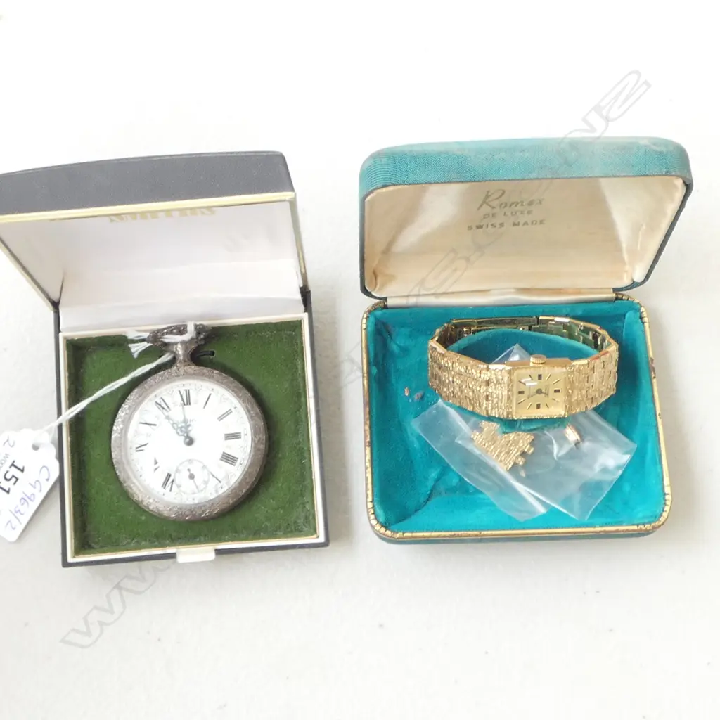 SMITHS POCKETWATCH, ROMEX DE LUXE WRIST WATCH, BOTH BOXED Image 1++