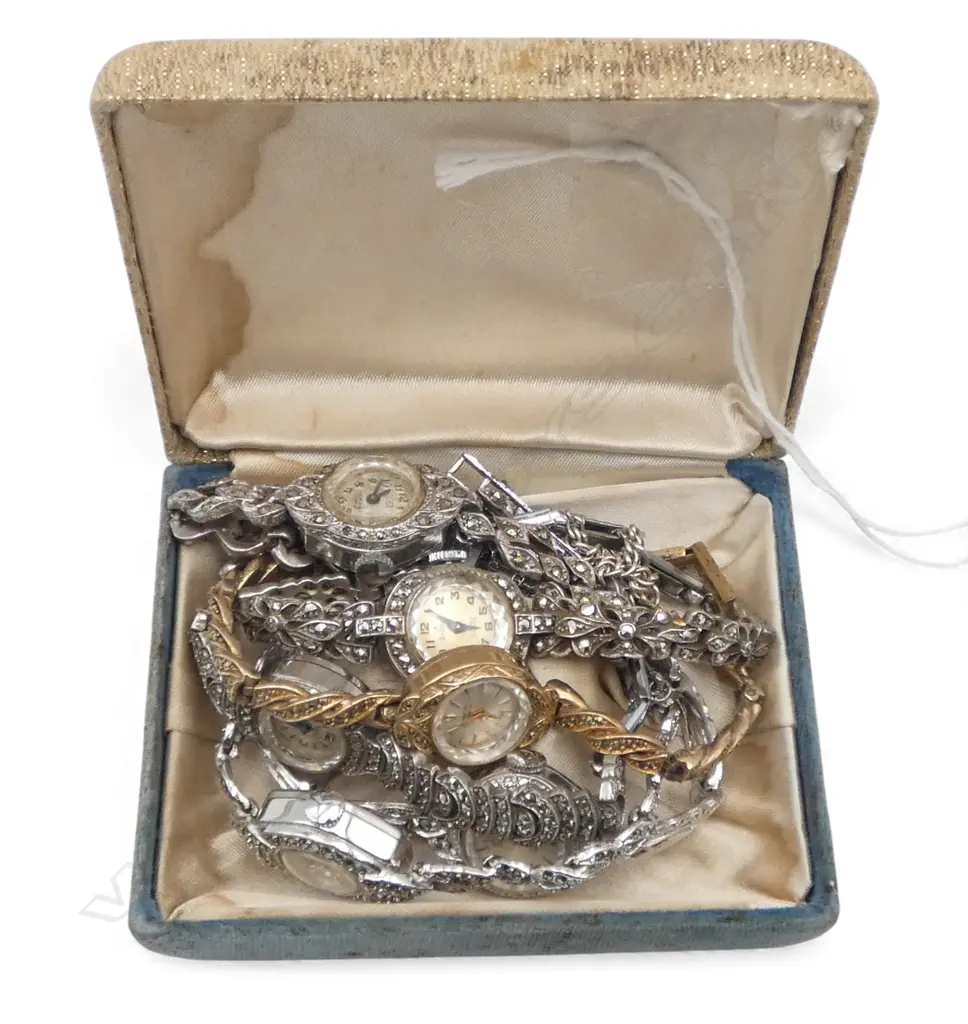 5 LADIES MARCASITE WRISTWATCHES Image 1++