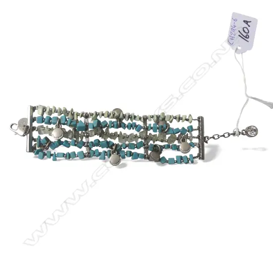 BOXED DYRBERG KERN DESIGNER TURQUOISE & SILVER BRACELET 