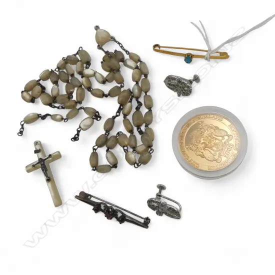 ASST. JEWELLERY INCL. 9CT TURQUOISE BAR BROOCH, 1.7gms