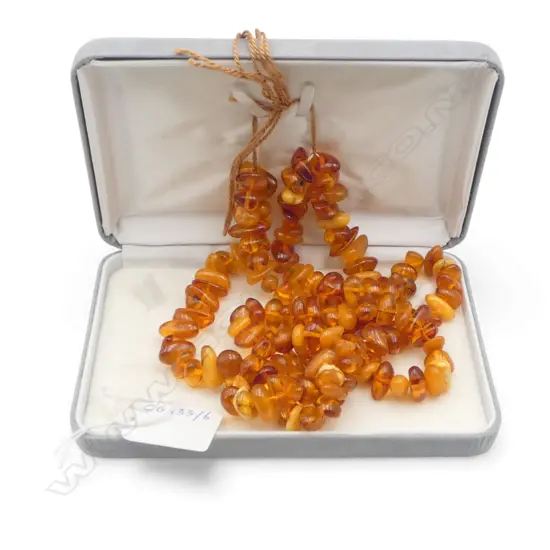 VINTAGE AMBER TWO STRAND NECKLACE C.1960’S, L.220MM 