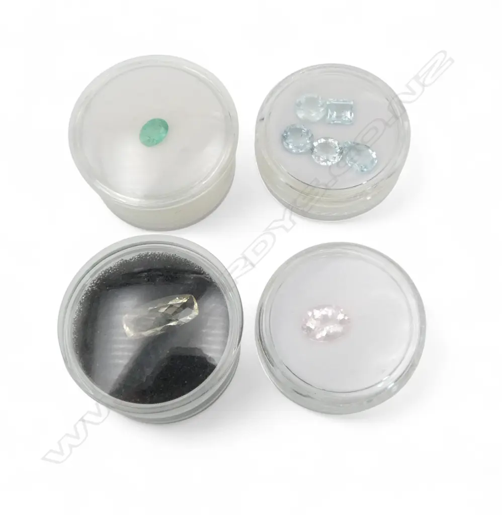 FACET CUT GEMSTONES; EMERALD, BERYL, MORGANITE & 5 AQUAMARINE Image 1++