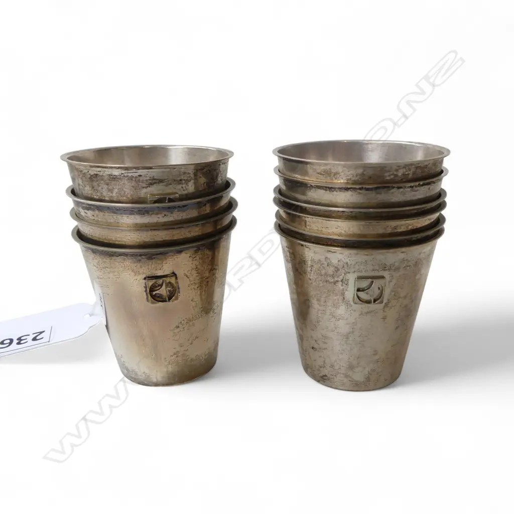SET OF 10 SWEDISH SILVER SHOT CUPS hallmarked 1969 by 'MGAB' 118gms Image 1++