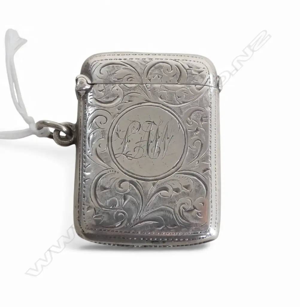CHESTER 1900 SILVER engraved VESTA with suspension loop. 22gms Image 1++