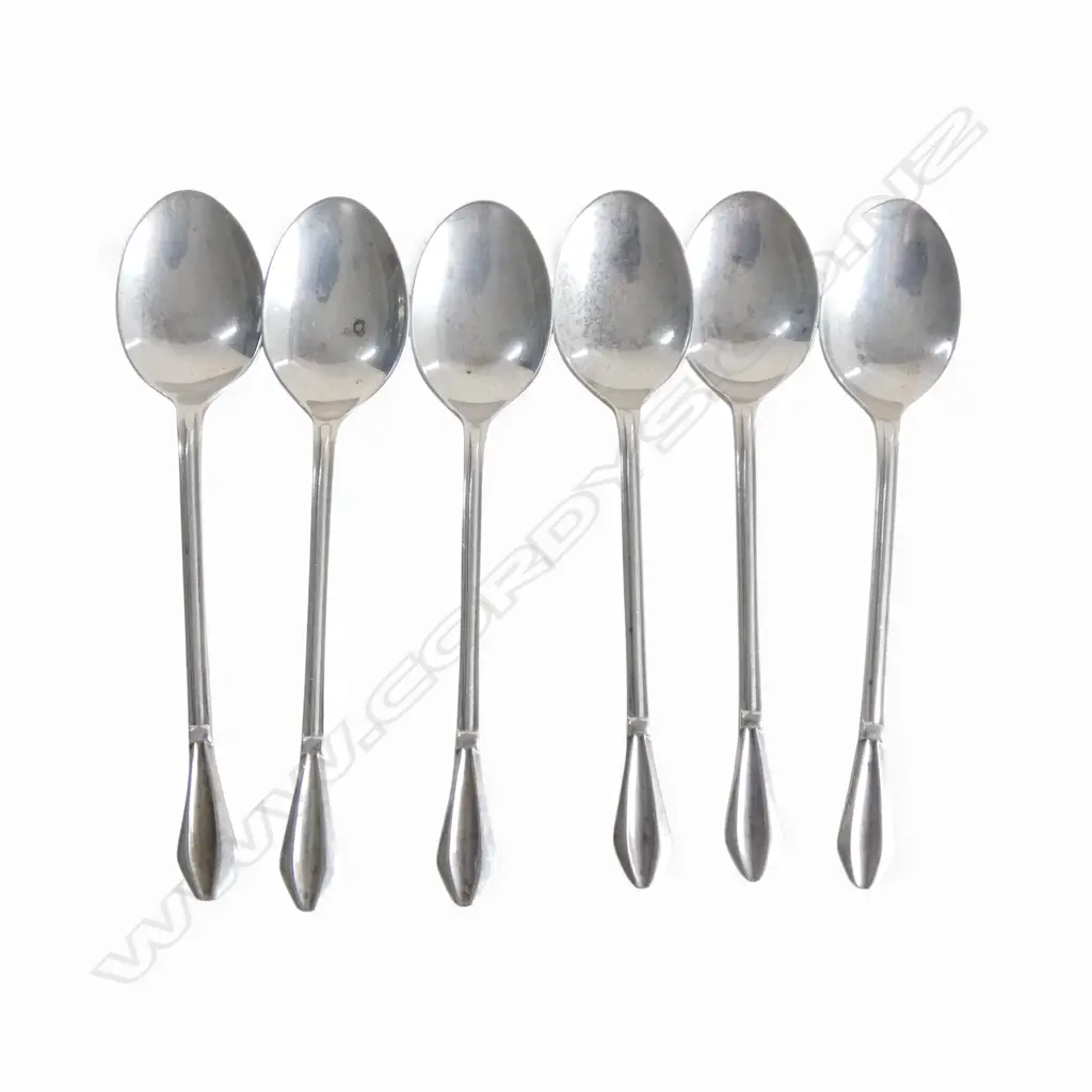 SET 6 SILVER COFFEE SPOONS Birmingham 1936. Diamond end. 39gms Image 1++