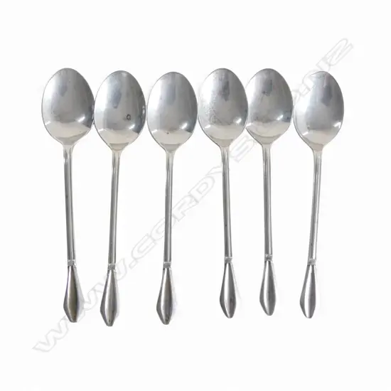 SET 6 SILVER COFFEE SPOONS Birmingham 1936. Diamond end. 39gms