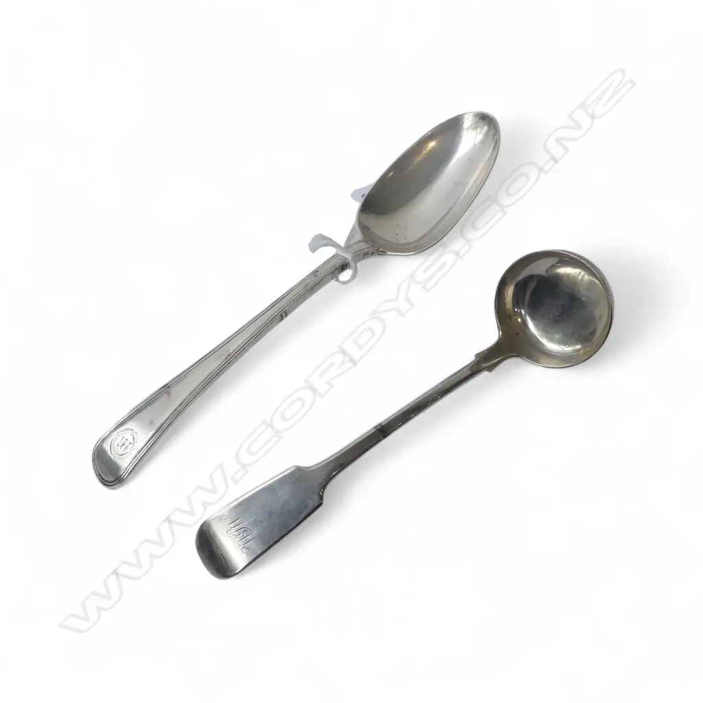 EDINBURGH 1849 SILVER LADLE + LONDON 1825 SILVER TABLE 125gmsSPOON  Image 1++
